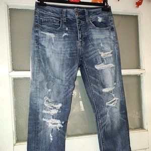 American Eagle mom stretch jeans size 4 Tomgirl AEO denim cafe Tom Girl light